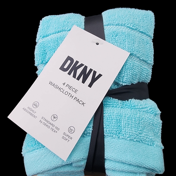 Dkny Other - Dkny 4 pc set washcloths  Aqua Blue Turquoise School College Adult  Teen